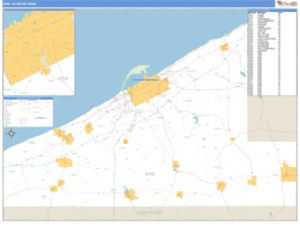 Erie, Pennsylvania Metro Area Wall Map