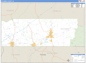 Escambia County, Alabama Zip Code Wall Map