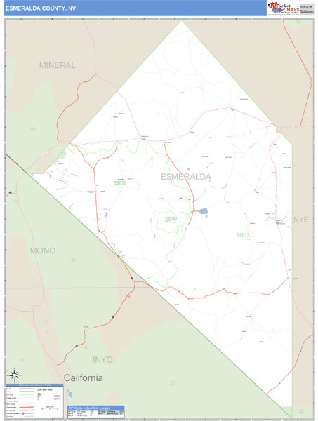 Esmeralda County, Nevada Zip Code Wall Map Market Maps (IDI)