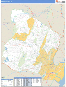 Essex County, New Jersey Zip Code Wall Map