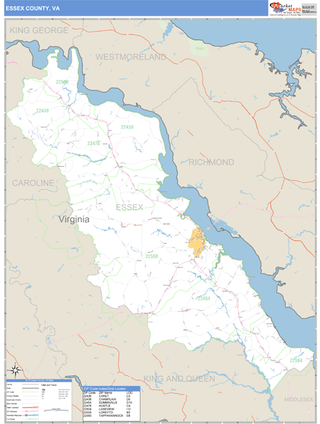 Essex County, Virginia Zip Code Wall Map Market Maps (IDI)