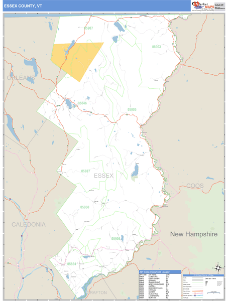 Essex County, Vermont Zip Code Wall Map Market Maps (IDI)