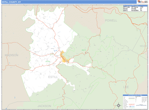 Estill County, Kentucky Zip Code Wall Map