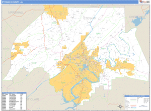 Etowah County, Alabama Zip Code Wall Map