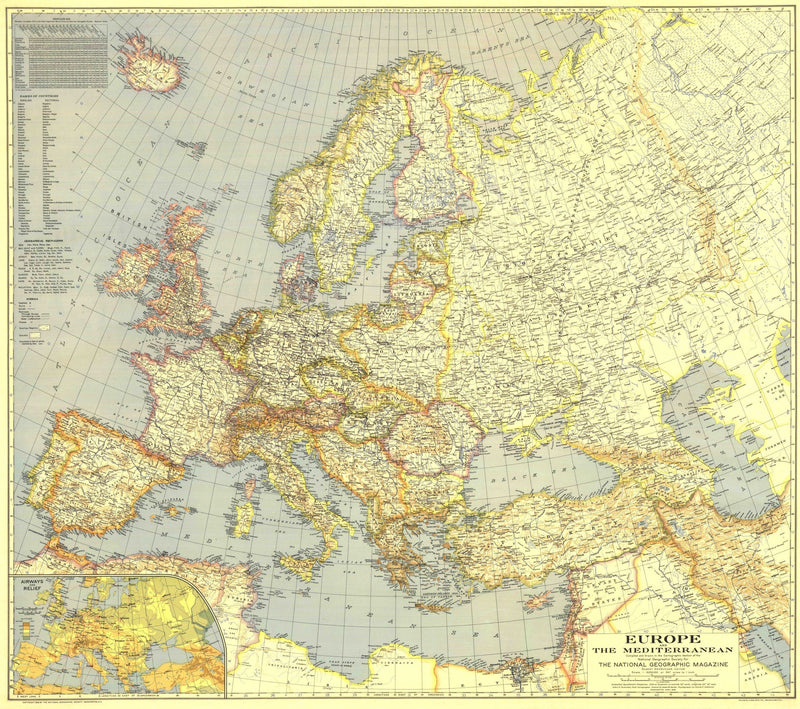 Europe And The Mediterranean Map 1938 Maps.com
