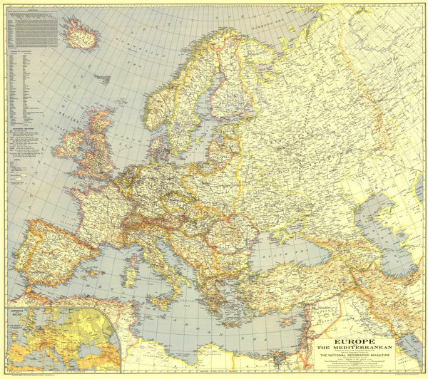 Europe And The Mediterranean Map 1938 Maps.com
