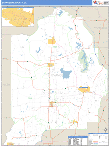 Evangeline County, Louisiana Zip Code Wall Map