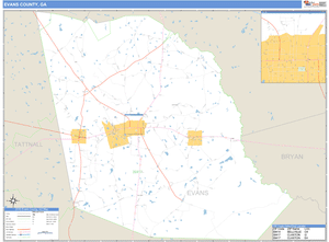 Evans County, Georgia Zip Code Wall Map