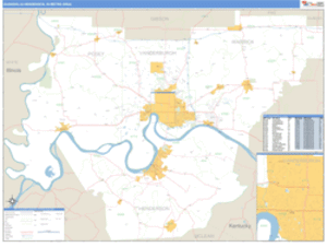 Evansville-Henderson, Indiana Metro Area Wall Map