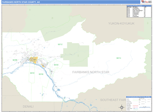 Fairbanks County, Alaska Zip Code Wall Map