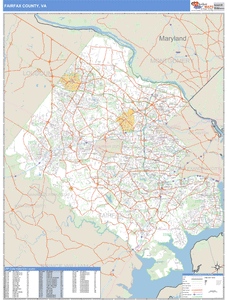 Fairfax County, Virginia Zip Code Wall Map