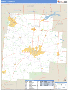 Fairfield County, Ohio Zip Code Wall Map