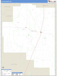 Fallon County, Montana Zip Code Wall Map