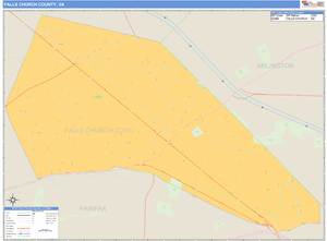 Falls Church County, Virginia Zip Code Wall Map