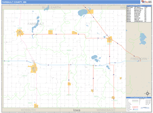Faribault County, Minnesota Zip Code Wall Map