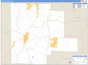 Fayette County, Alabama Zip Code Wall Map