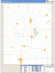 Fayette County, Iowa Zip Code Wall Map