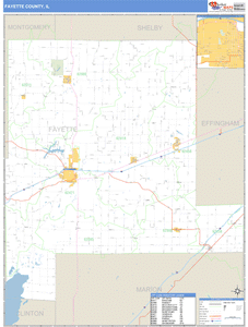 Fayette County, Illinois Zip Code Wall Map