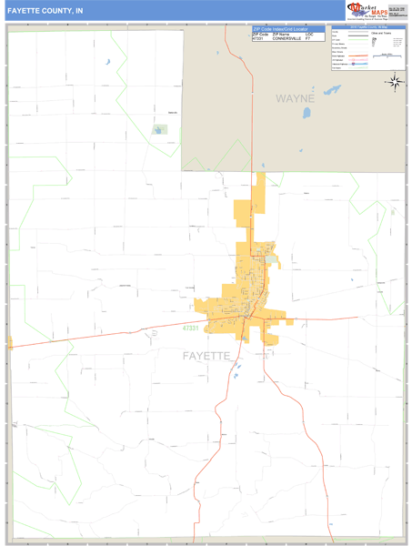Fayette County, Indiana Zip Code Wall Map Market Maps (IDI)