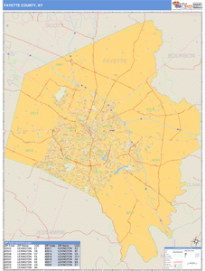 Fayette County, Kentucky Zip Code Wall Map