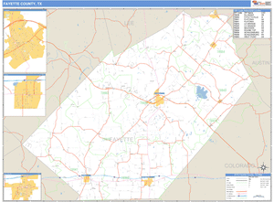 Fayette County, Texas Zip Code Wall Map