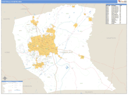 Fayetteville, North Carolina Metro Area Wall Map Market Maps (IDI)