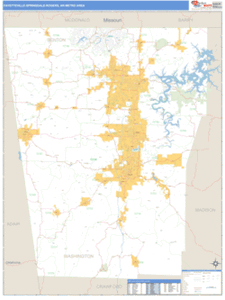 Fayetteville-Springdale-Rogers, Arkansas Metro Area Wall Map
