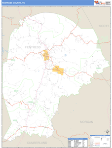Fentress County, Tennessee Zip Code Wall Map