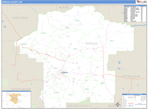 Fergus County, Montana Zip Code Wall Map