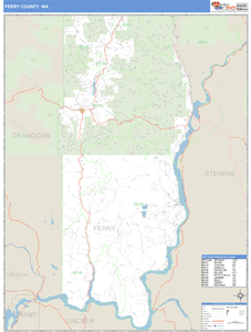Ferry County, Washington Zip Code Wall Map