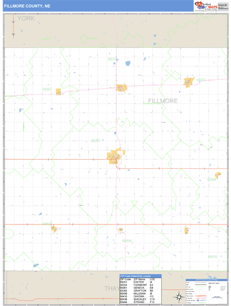 Fillmore County, Nebraska Zip Code Wall Map Market Maps (IDI)