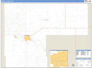 Finney County, Kansas Zip Code Wall Map