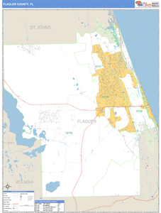 Flagler County, Florida Zip Code Wall Map