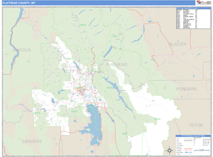 Flathead County, Montana Zip Code Wall Map