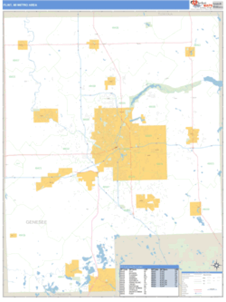 Flint, Michigan Metro Area Wall Map | Map Geek.com