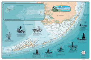 Florida Keys Lighthouse Map (Laminated) by Sealake Products