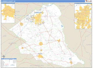 Florence County, South Carolina Zip Code Wall Map