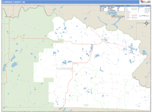 Florence County, Wisconsin Zip Code Wall Map
