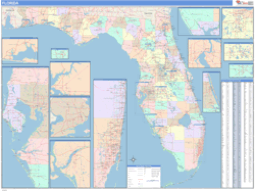 Florida Business Wall Map Market Maps (IDI)