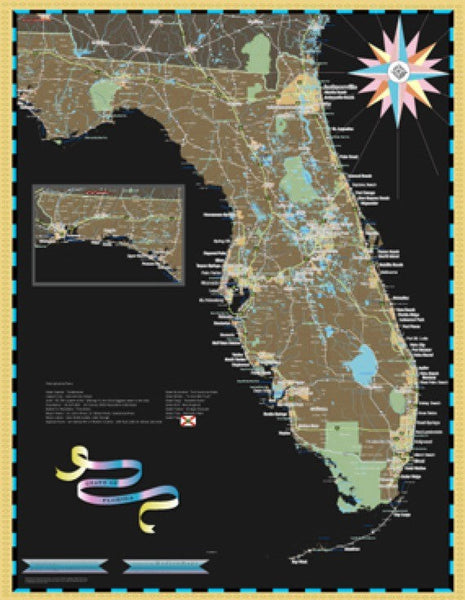 Florida Deco Wall Map Maps.com