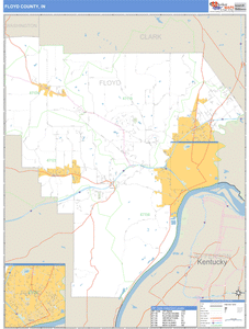 Floyd County, Indiana Zip Code Wall Map