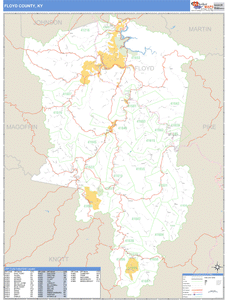 Floyd County, Kentucky Zip Code Wall Map