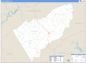 Floyd County, Virginia Zip Code Wall Map