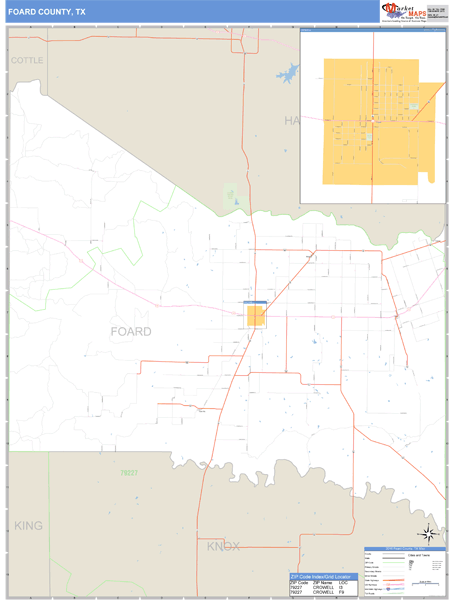 Foard County, Texas Zip Code Wall Map Market Maps (IDI)