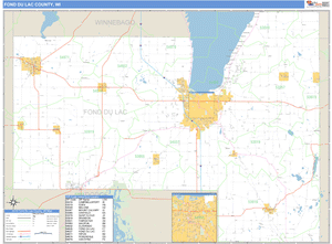 Fond du Lac County, Wisconsin Zip Code Wall Map