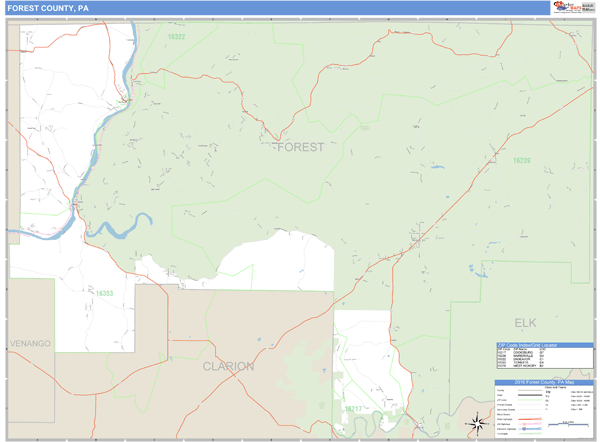 Forest County, Pennsylvania Zip Code Wall Map Market Maps (IDI)
