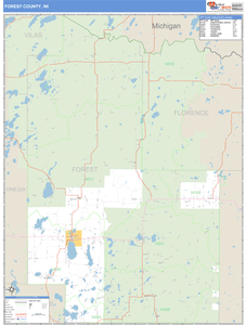 Forest County, Wisconsin Zip Code Wall Map
