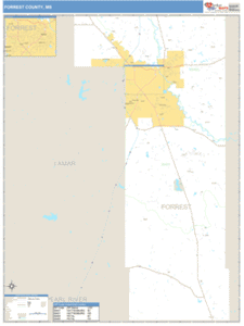 Forrest County, Mississippi Zip Code Wall Map