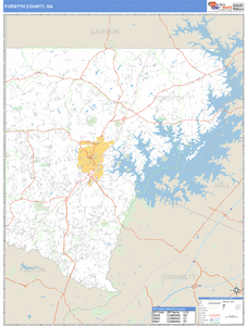Forsyth County, Georgia Zip Code Wall Map