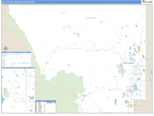 Fort Collins-Loveland, Colorado Metro Area Wall Map